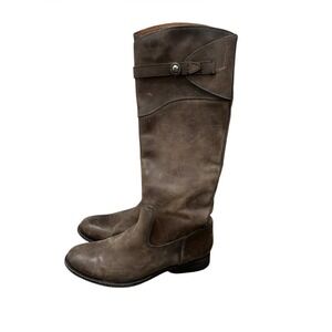 Frye Molly Tall Riding Boots Brown Leather Women's Size 8.5 B | Zip Up